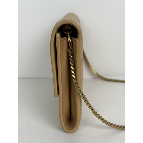 Saint Laurent Micro Raffia Monogram Uptown Chain Wallet – Natural Hay Blush - Picture 4 of 16